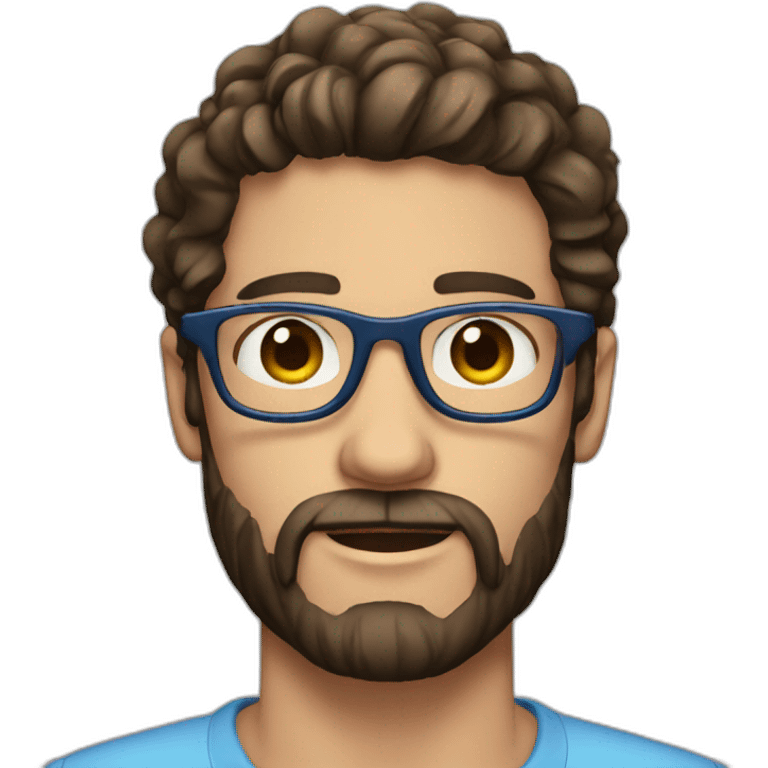 man blue eyes, beard, actor, brunette, has a glasses  emoji