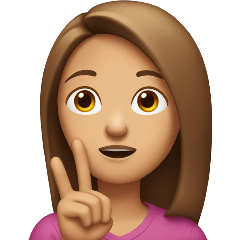 Emoji brown-haired woman with long straight hair with her finger in front of her mouth, chut  emoji