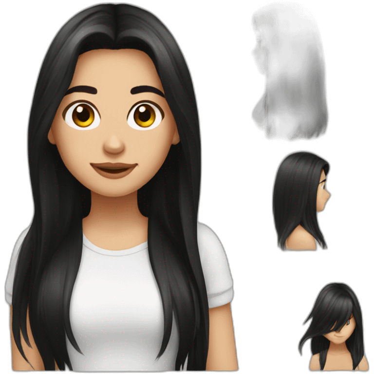 German teen with long black hair and highlights emoji