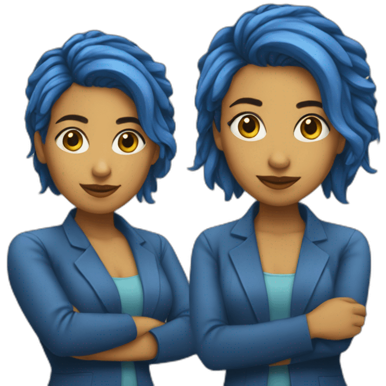 Chica de pelo azul feminista emoji