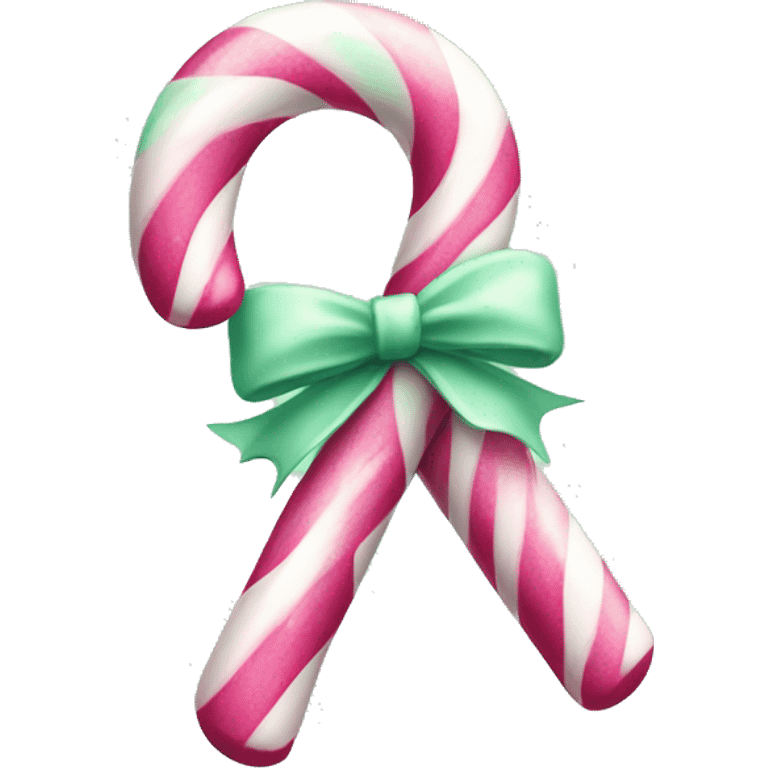 Realistic hot pink and mint green candy cane. emoji