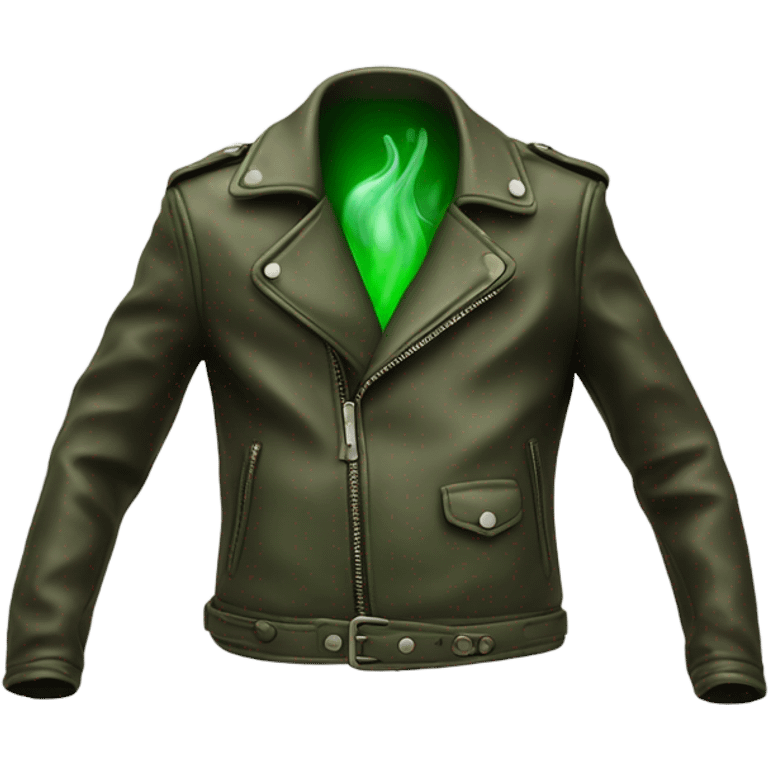 Bad smelling leather jacket with green bad smell coming off emoji