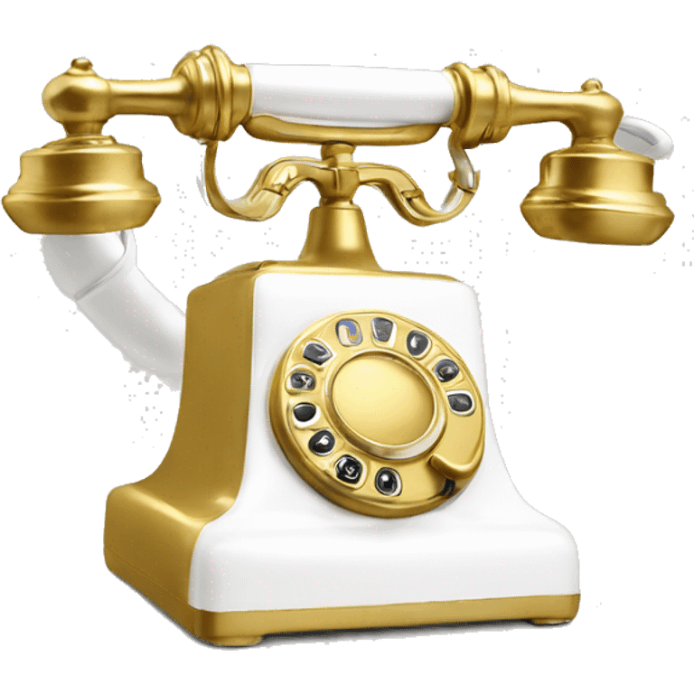 Retro telephone in Gold white  emoji