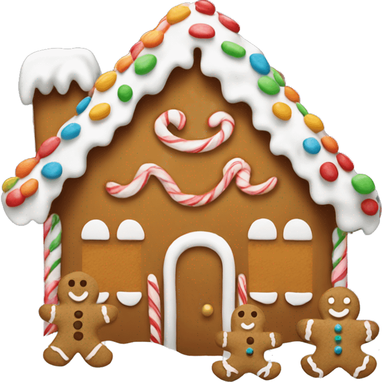 Gingerbread house and gingerbread men  emoji