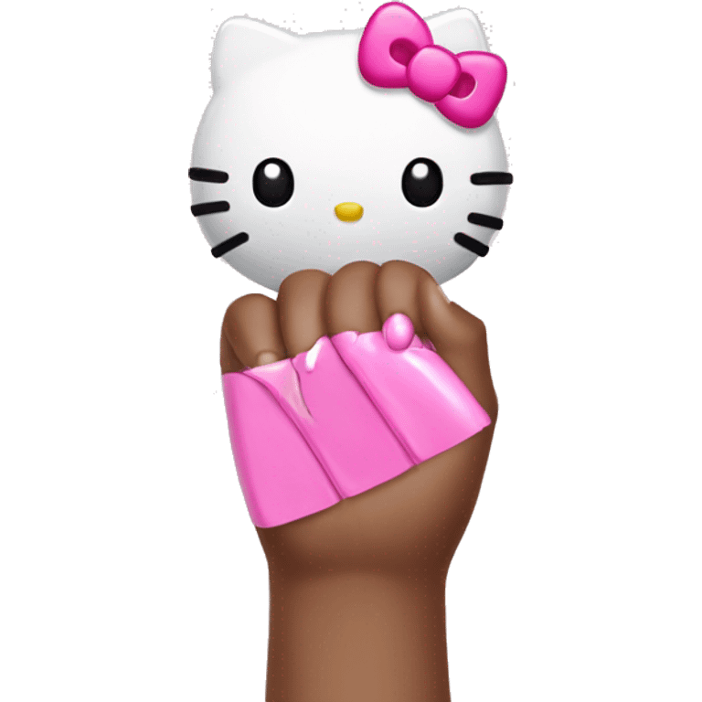 hello kitty with pink nails emoji