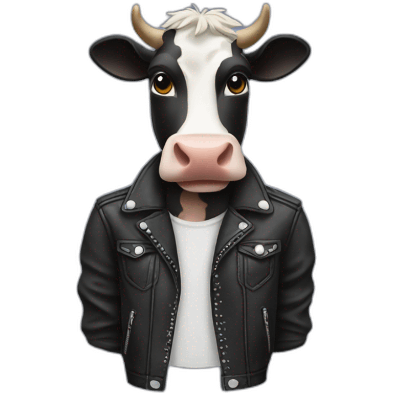 Cow as rocker hearing in bike jackets emoji