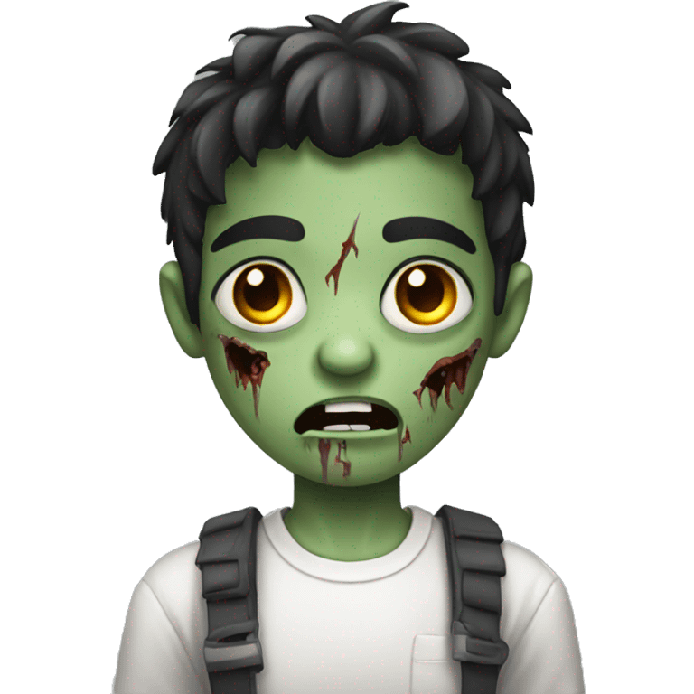 boy zombie with dark hair and white shirt emoji