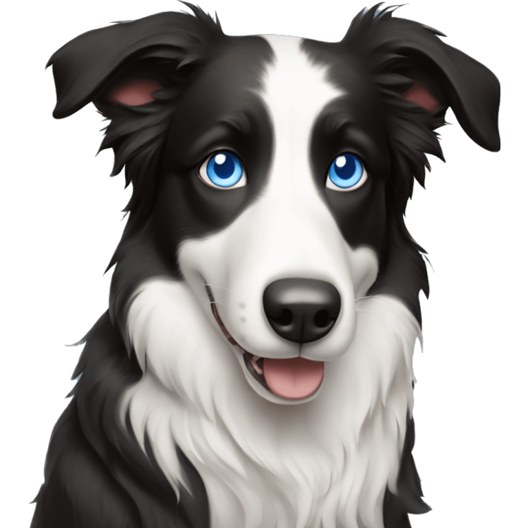 Border collie dog with blue eyes emoji