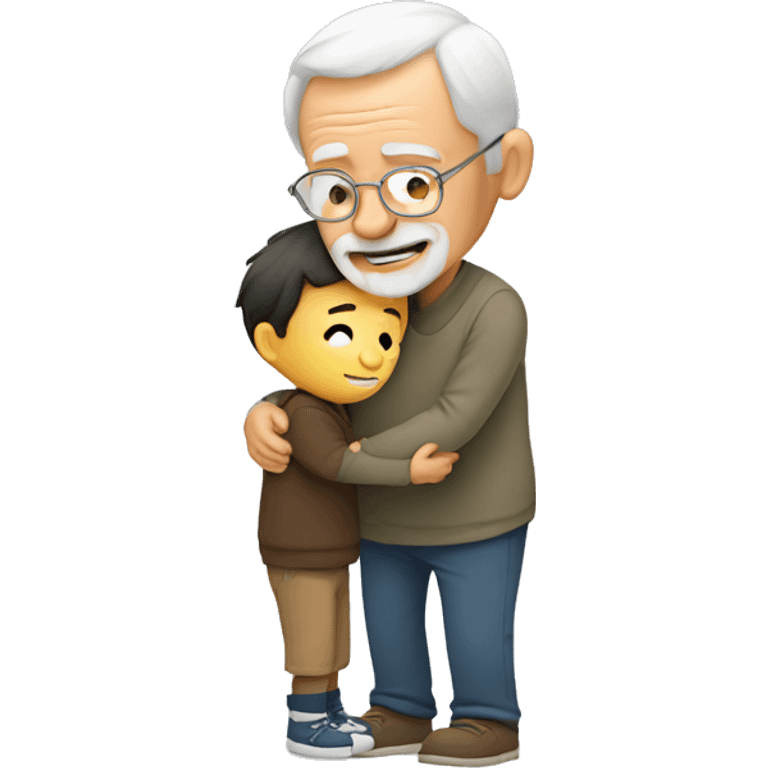 Grandfather huggings with a boy emoji