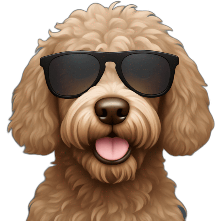 Phantom / Brown colored Labradoodle with sunglasses emoji