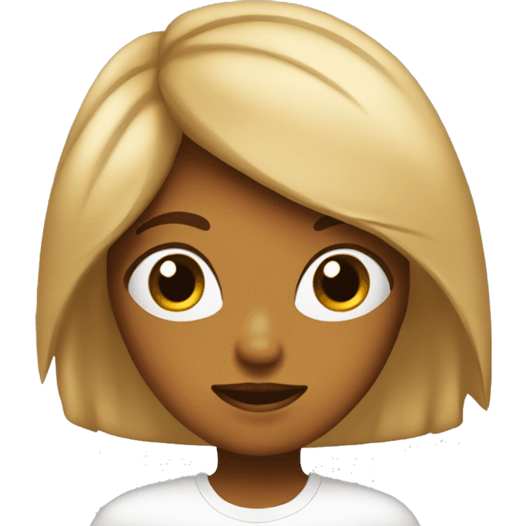 chica con pelo marrón, ojos castaños y pecas. emoji