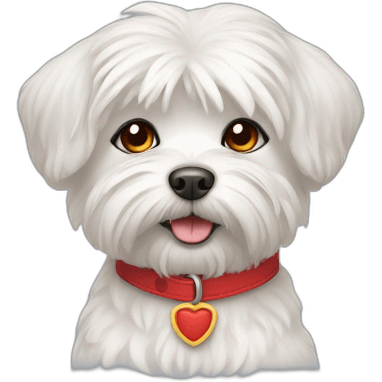 Maltese dog with red collar emoji