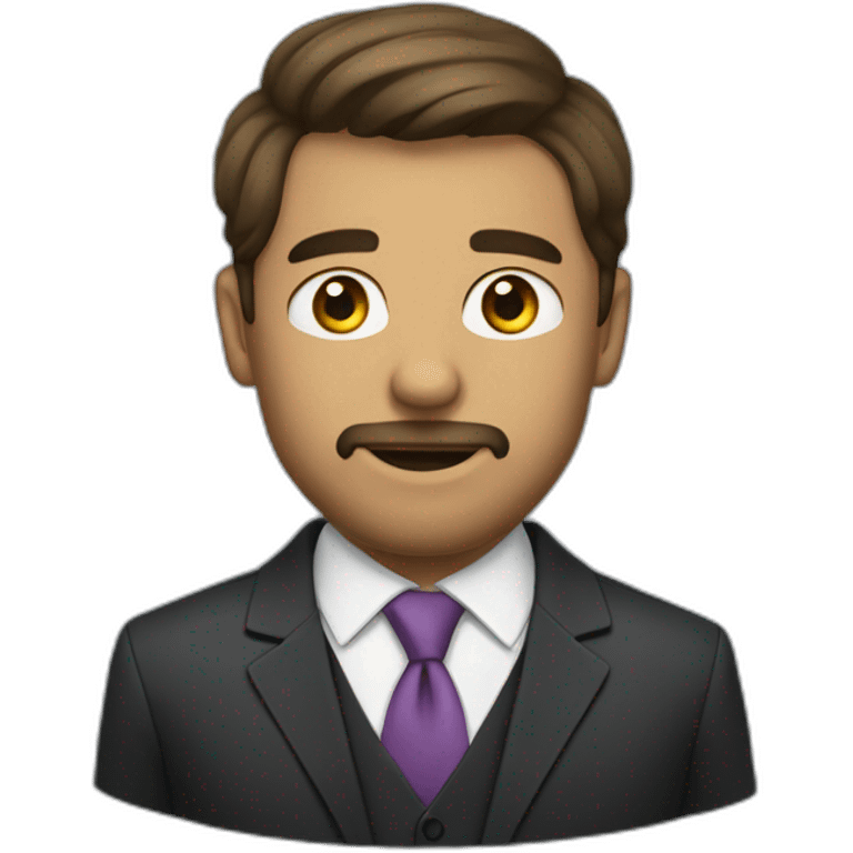 Man with stubble in a business suit loose tie emoji