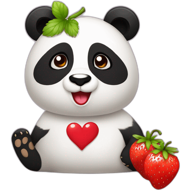 Panda + straberry love  emoji