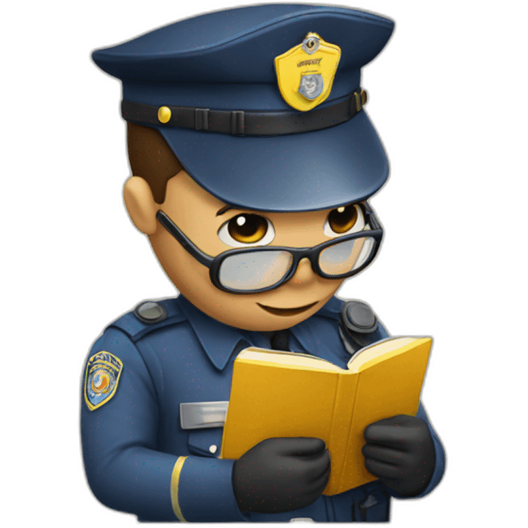 policeman reading book emoji