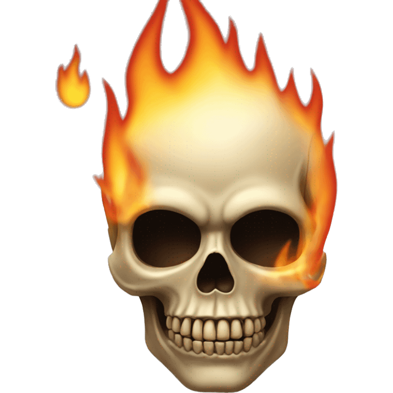 Skull in flames with left eyebrow up emoji