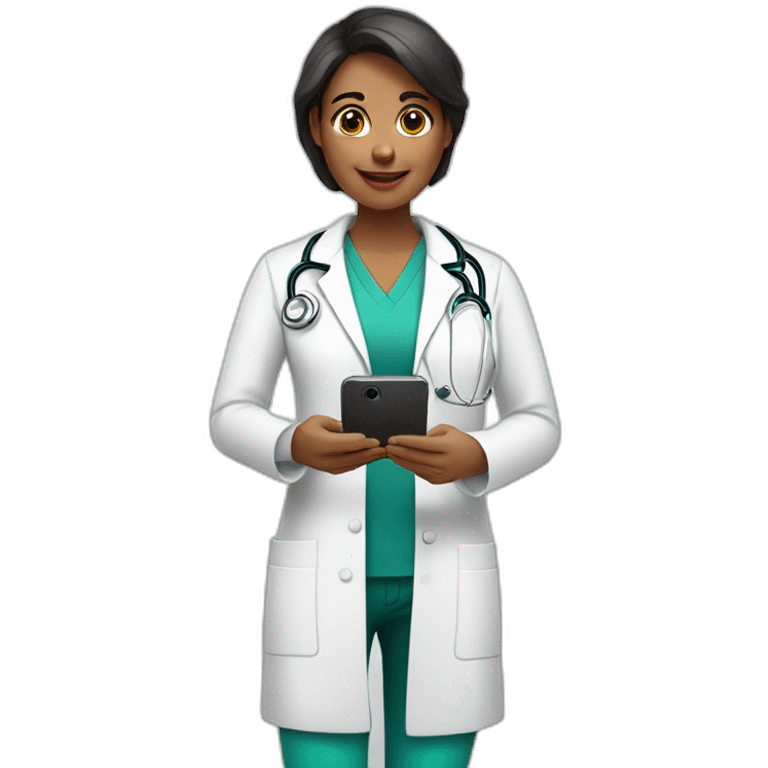 Doctora con celular en la mano emoji