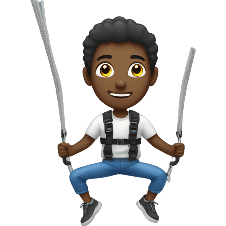 black guy in bungee jump emoji