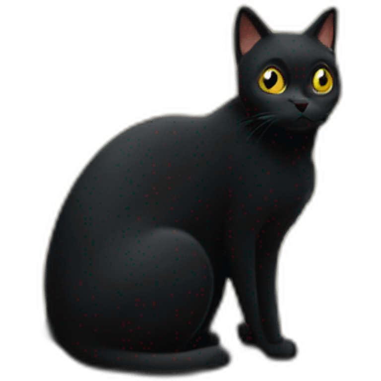 Black cat watching tv emoji