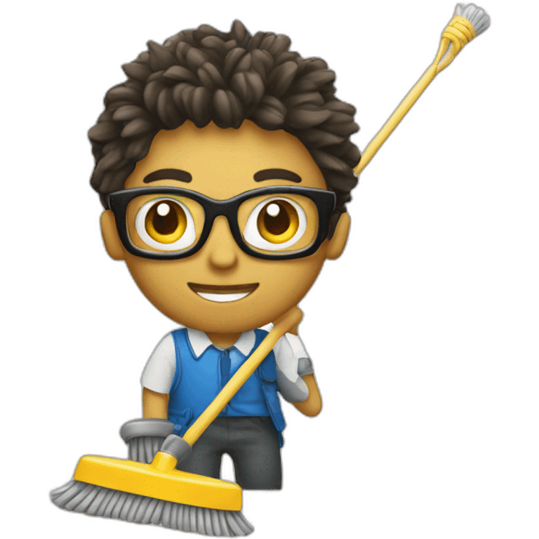 geek with mop emoji