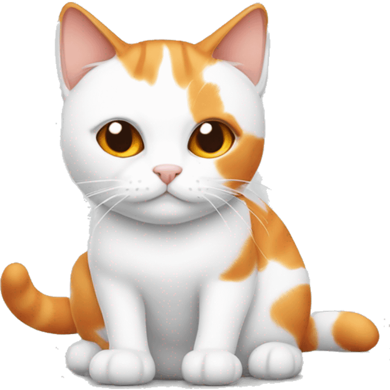 white and orange cat on his back emoji