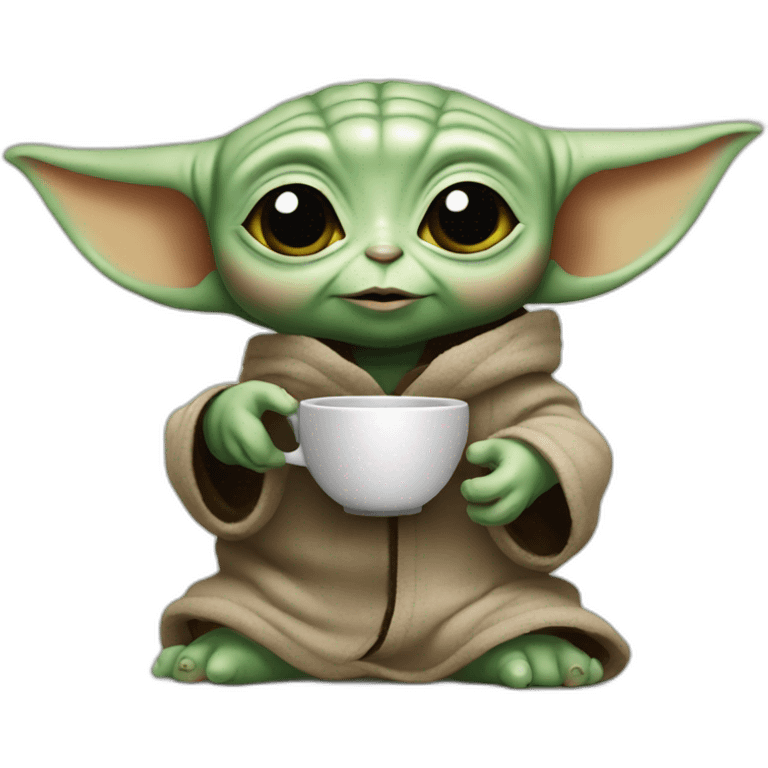 Baby yoda holding cup emoji