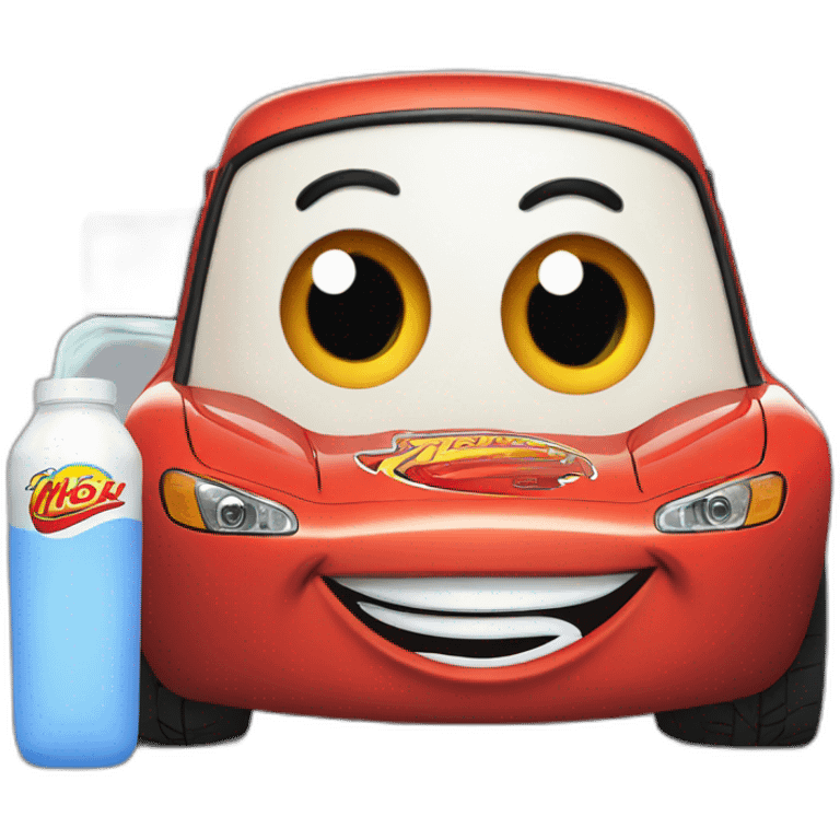 Lightning McQueen drinking milk emoji