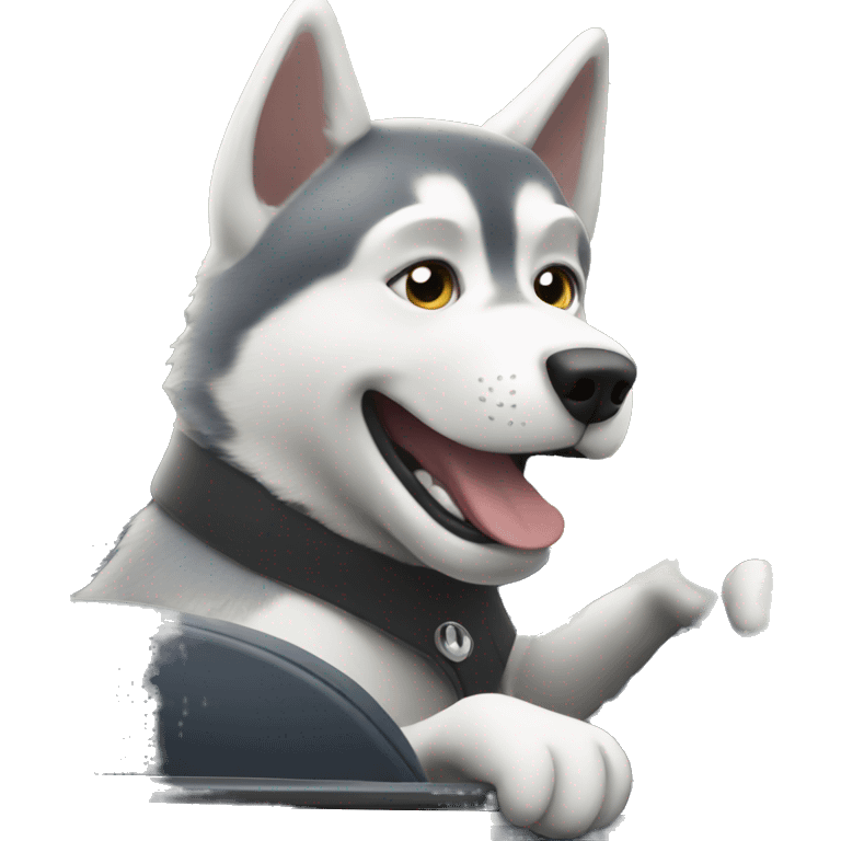 Husky driving a car emoji