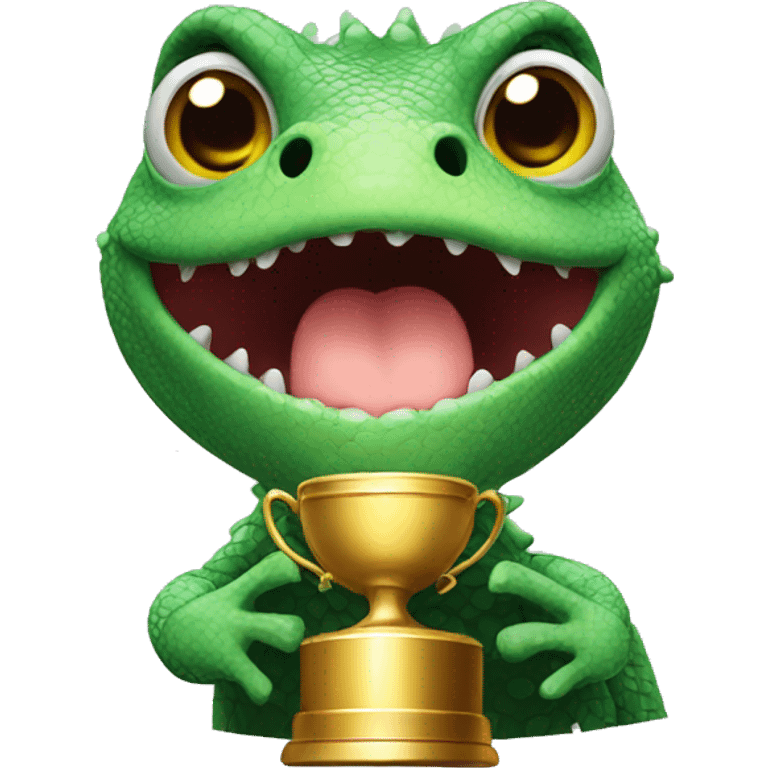 Lizard with trophy emoji