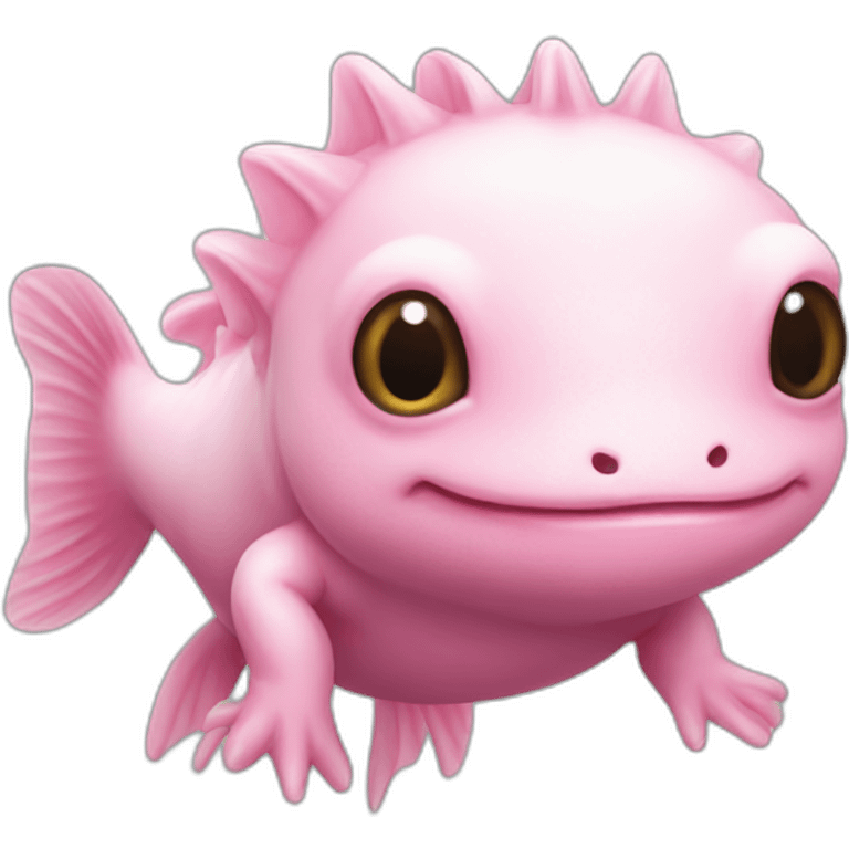 Pink axolotl cute face emoji