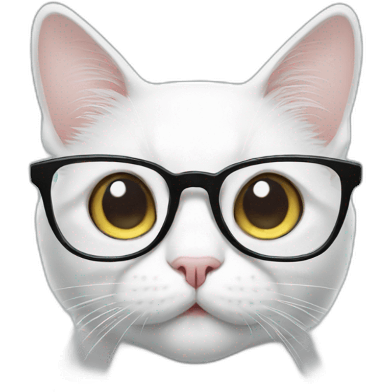 White cat with glasses emoji