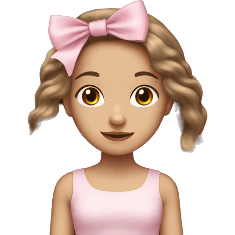 light-skinned girl with long brown hair wearing a light-pink bow on her hair emoji