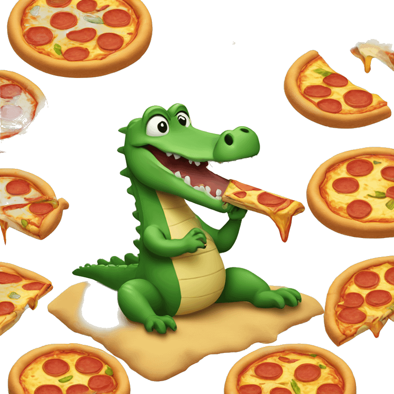 Crocodile eating pizza on an island  emoji