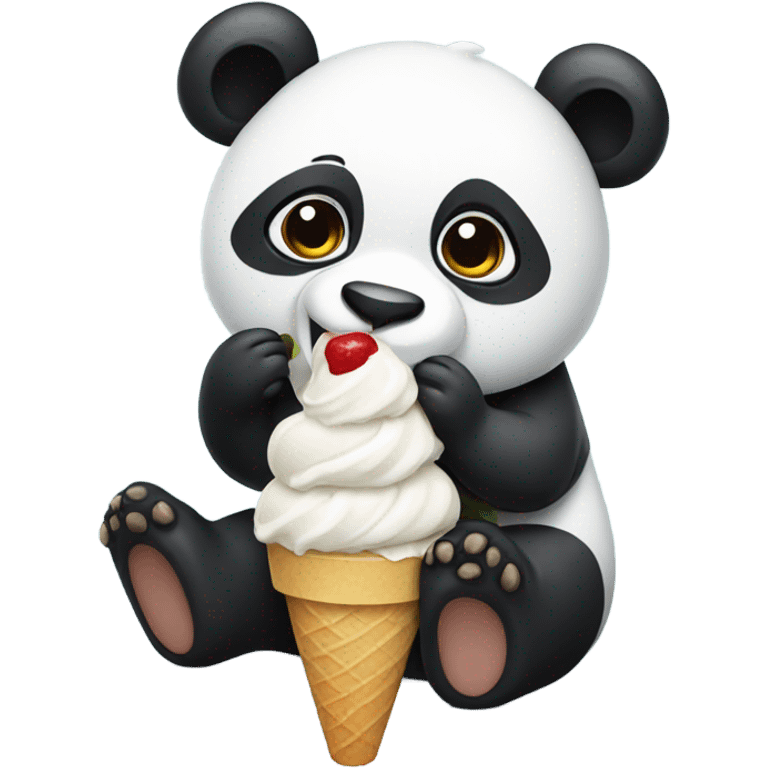 Panda eating ice cream emoji