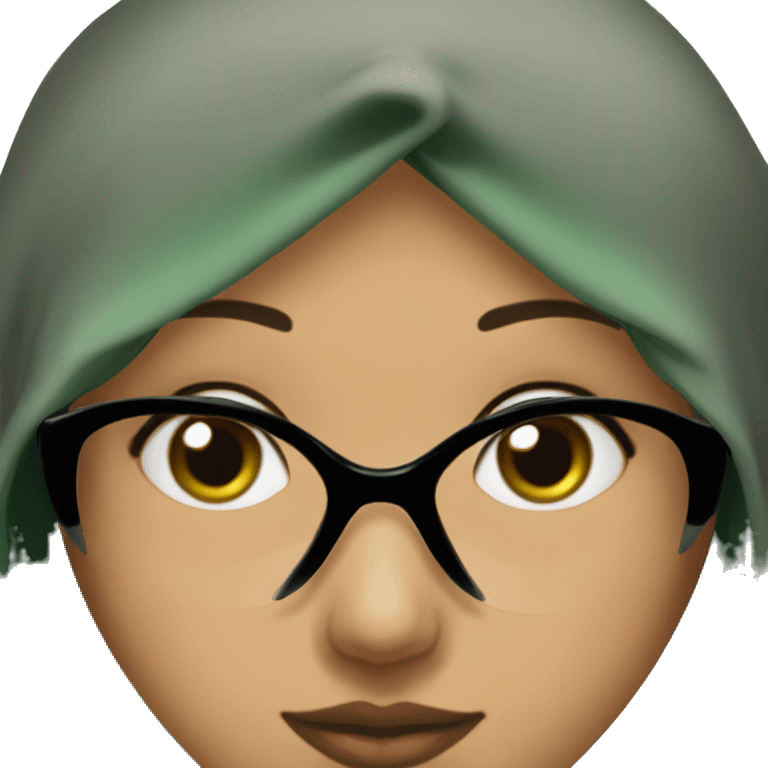 hijabi wih black hijab and green aesthetic glasses and big lips and nice eyebrows and alshes a=with light brown eyes emoji