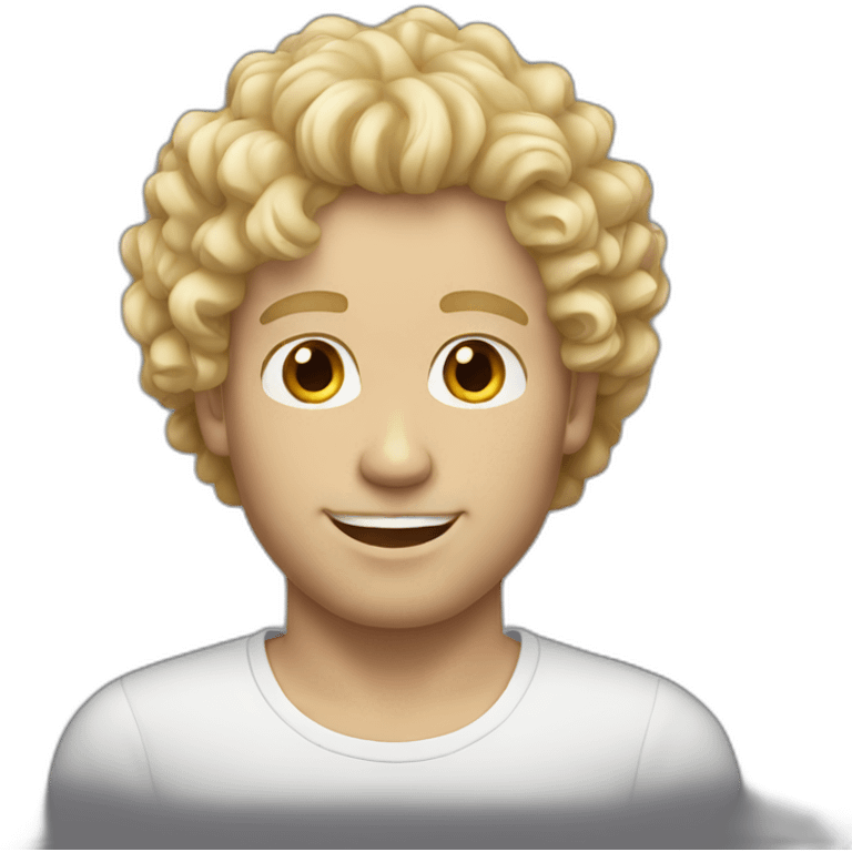 White male blonde curly hair emoji