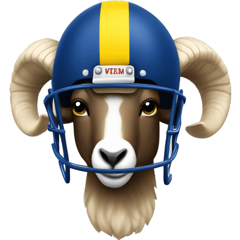 Ram wearing a blue and yellow football helmet  emoji