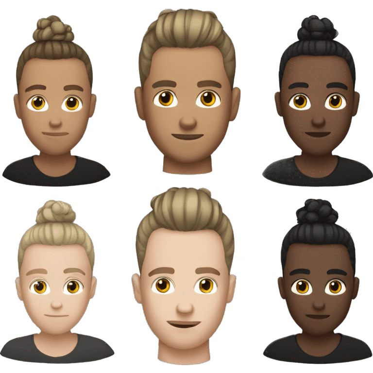 young white man black top knot hair emoji