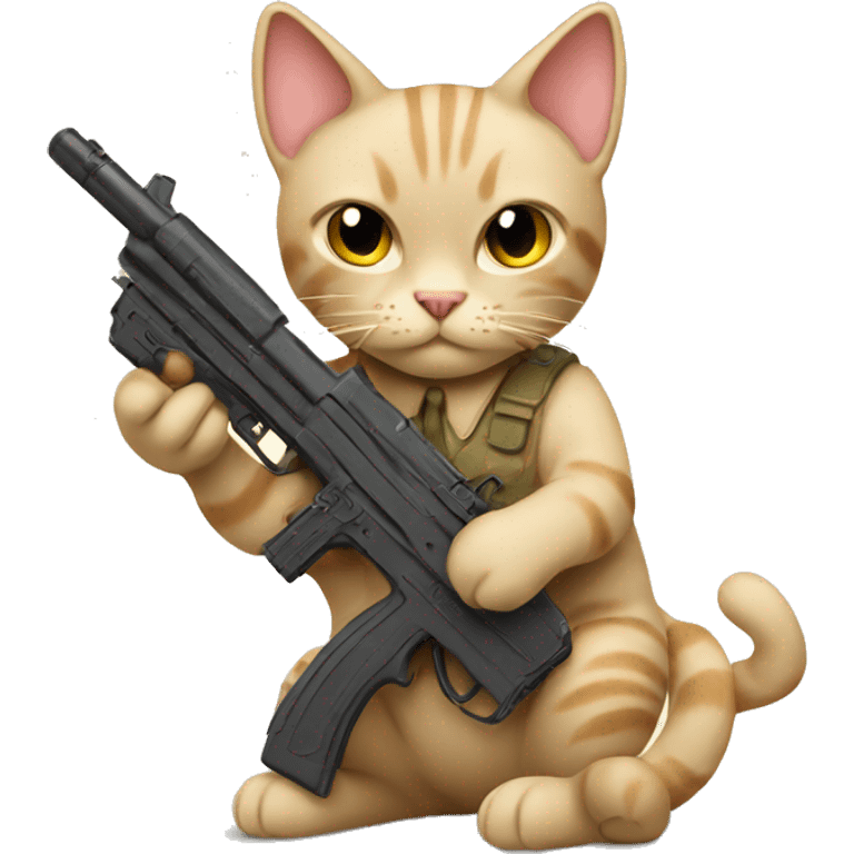 Beige Cat with toy gun emoji