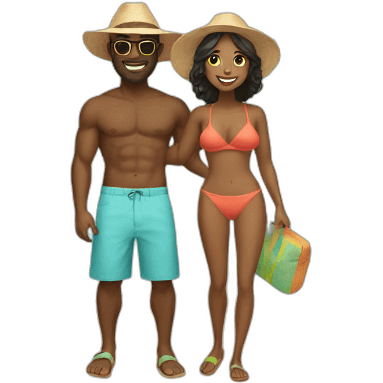 beach vacation couple emoji