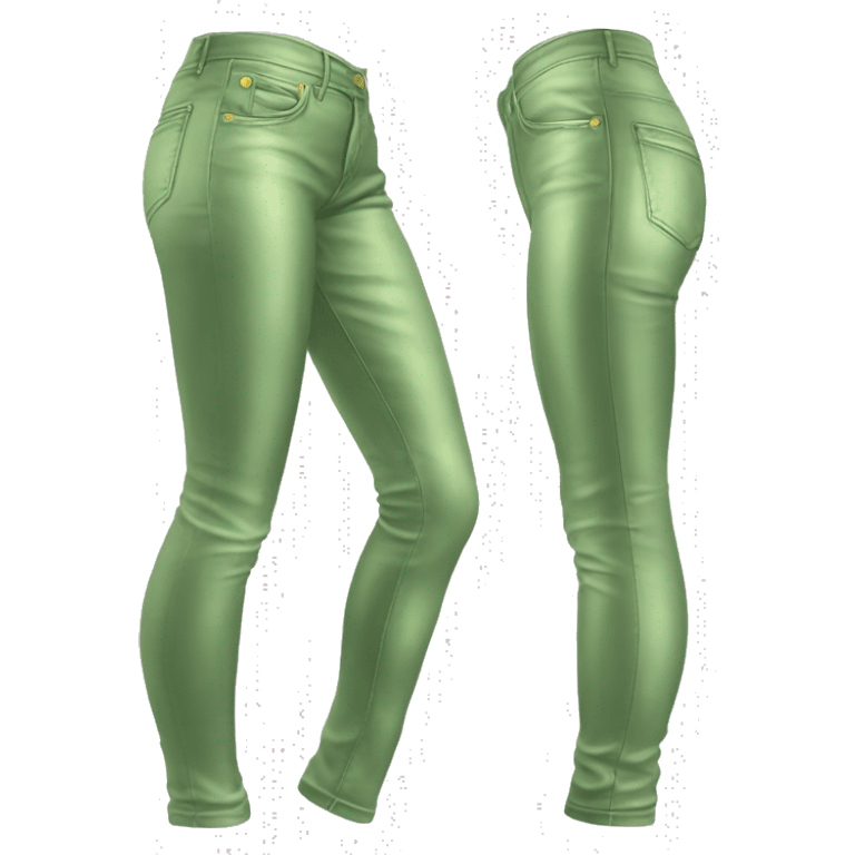 Realistic isolated side view of a metallic pistachio green jegging pants. emoji