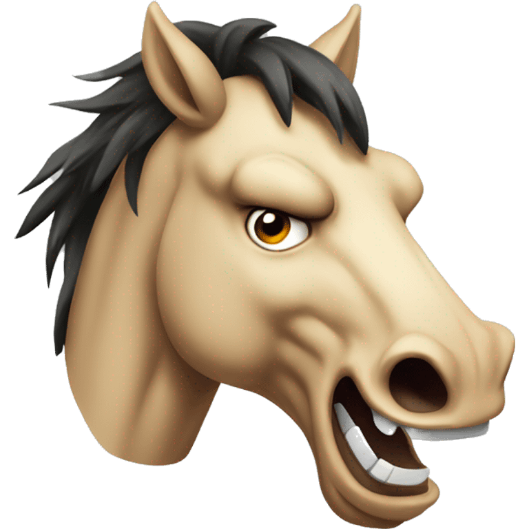 very long wild angry mad horse head emoji