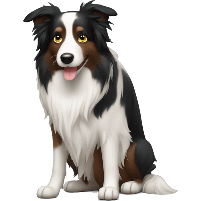 Border collie with beautiful long hair emoji