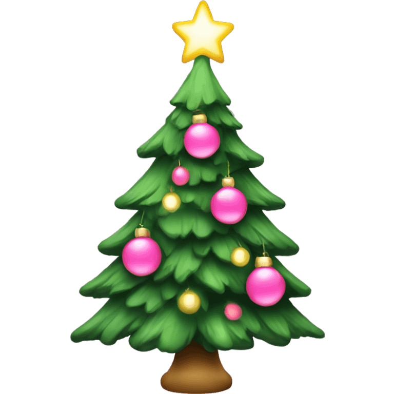 pretty green christmas tree with pink lights emoji