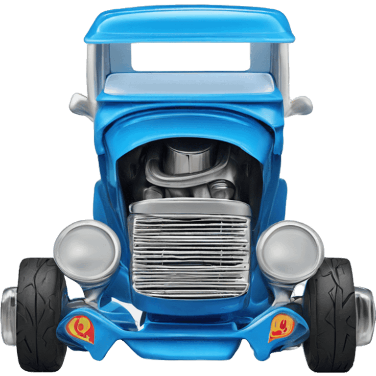 Hot wheels, Hot rod, panel truck, 1964 with exposed chrome exhaust pipes, blue  emoji