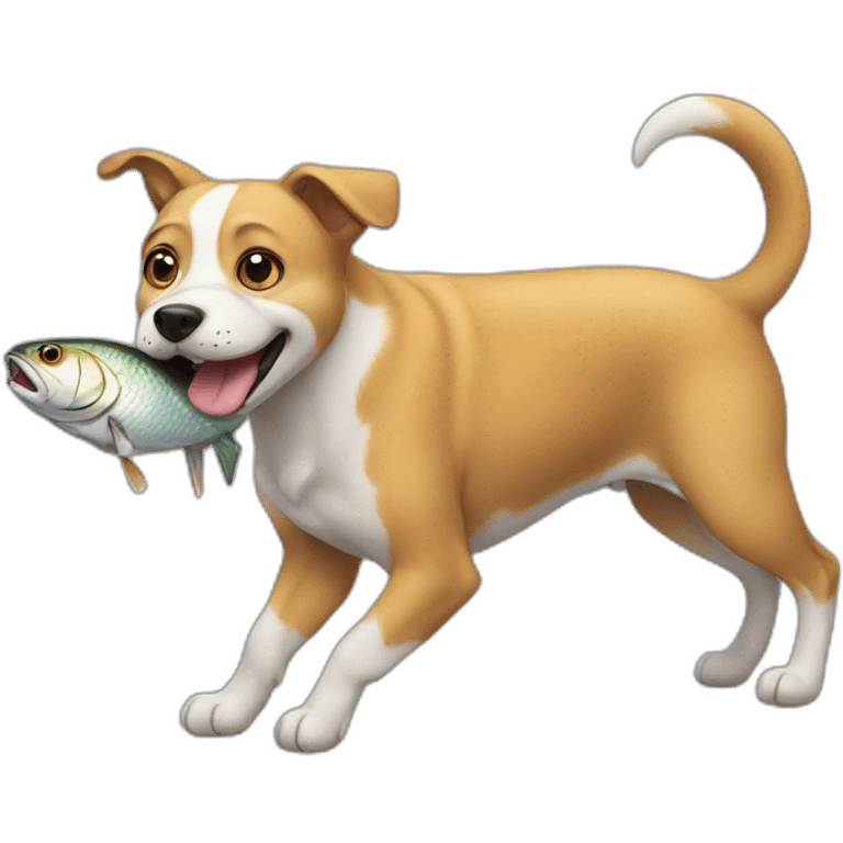 Dog carry a fish in its mouth emoji