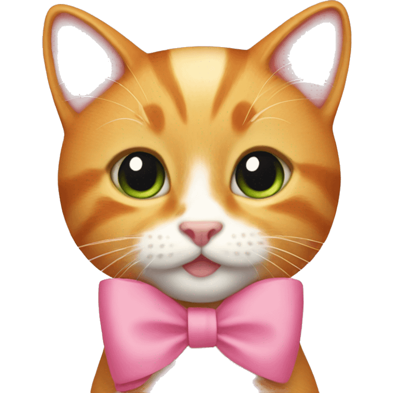 Ginger cute Cat with a pink bow emoji