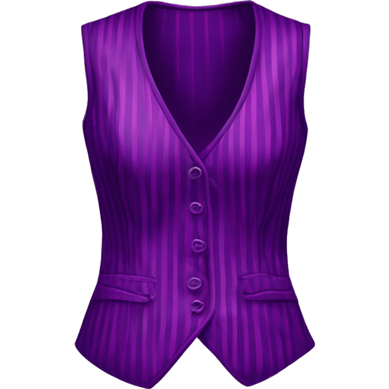 Realistic isolated dark purple and magenta pinstriped feminine fashion hater top vest. emoji