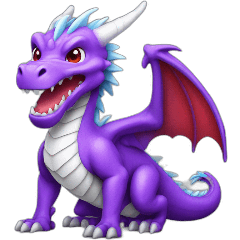 Purple,white and red dragon with blue eyes emoji