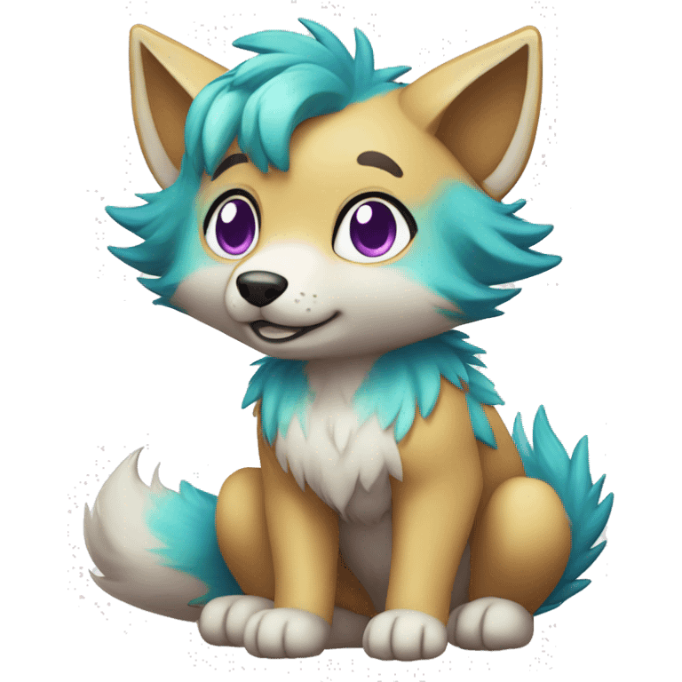 Colorful Shiny Fionbri-Falvie-sparkle-wolf full body emoji